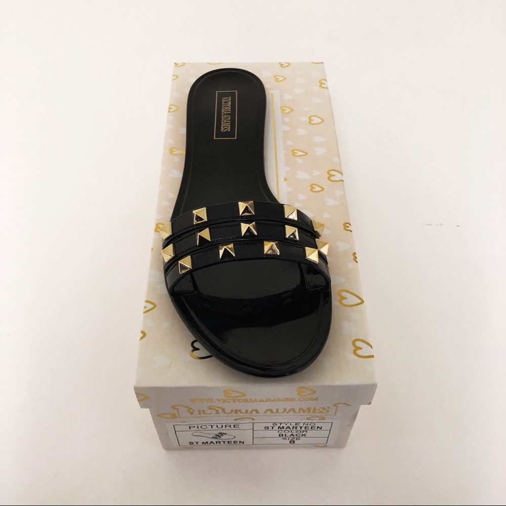 NWB Black Jelly Studded Sandal Size 8